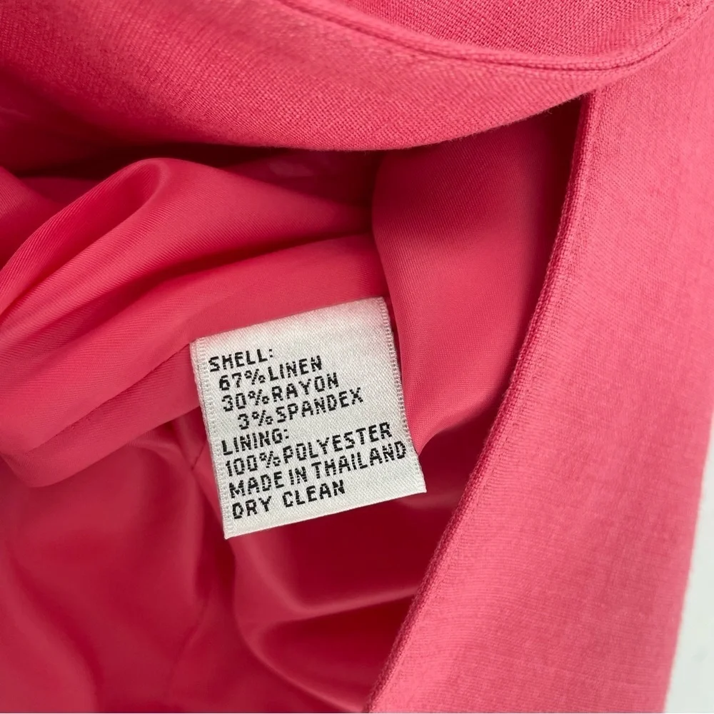 Talbots Vintage Coral Linen Stretch Blend Fully Lined Hidden Button Blazer Work